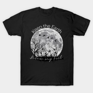 Keep the Earth Below my Feet, Moon with Tree Silhouettes T-Shirt